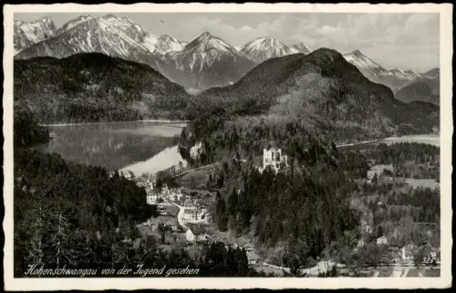 Hohenschwangau-Schwangau Panorama mit Alpen von der Jugend aus gesehen 1936