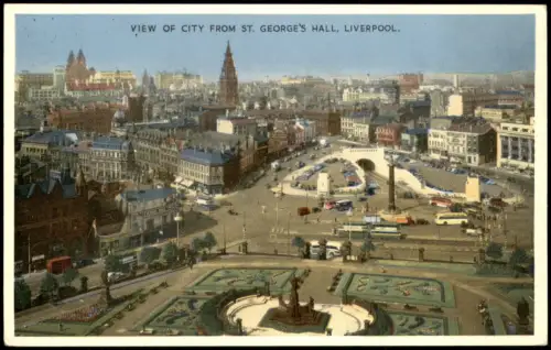 Postcard Liverpool VIEW OF CITY FROM ST. GEORGE'S HALL 1962