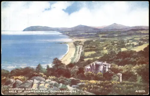 Postcard Dún Laoghaire Victoria Castle and Vale of Shanganagh 1963