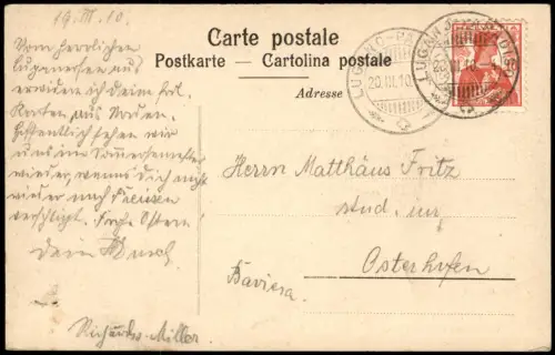 Ansichtskarte Lugano Lago di Lugano bei Mondschein Stimmungsbild 1910