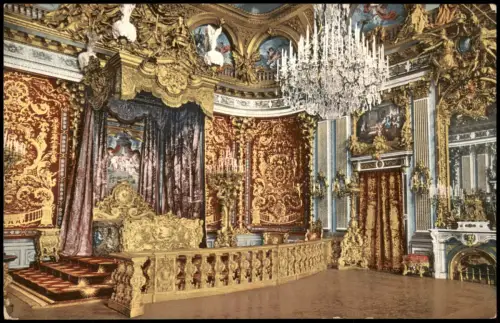 Ansichtskarte Chiemsee Herrenchiemsee Schloss Prachtbett 1914