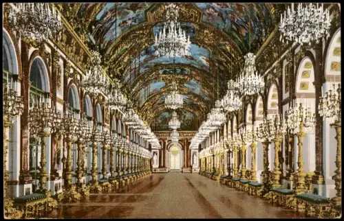 Ansichtskarte Chiemsee Herrenchiemsee Schloss Spiegelgallerie 1914