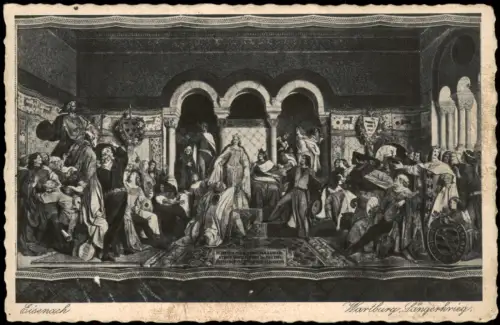 Ansichtskarte Eisenach Wartburg - Gemälde Sängerkrieg 1930