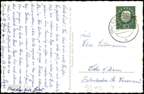 Ansichtskarte Cham (Oberpfalz) Rathaus, St. Jakob-Kirche und Kiosk 1962