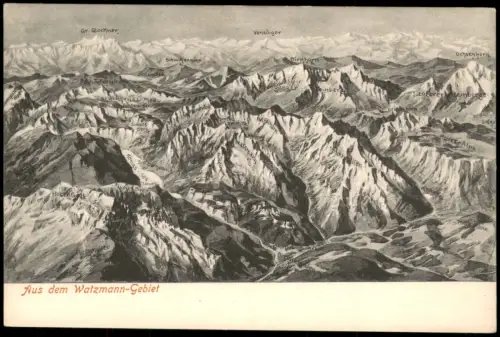 Ansichtskarte Berchtesgaden Relief-Landkarten AK Watzmanng-Gebiet 1914