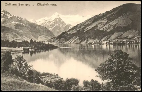 Ansichtskarte Zell am See Stadt gegen d. Kitzsteinhorn. 1914