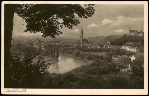 Ansichtskarte Landshut Stadtblick 1928