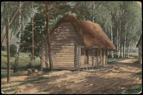 Postcard -Kurland- Gehöft Saleneck Kurland Lettland 1918