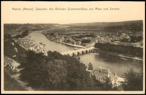Namur Namen Zwischen den Brücken Zusammenfluss von Maas und Sambre 1922