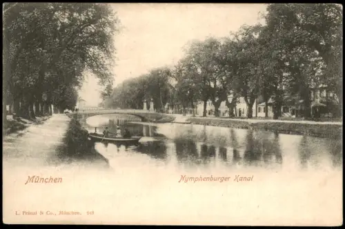 Ansichtskarte München Nymphenburger Kanal Ruderboot 1903