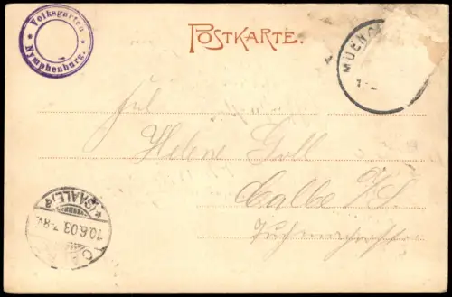 Ansichtskarte München Nymphenburger Kanal Ruderboot 1903