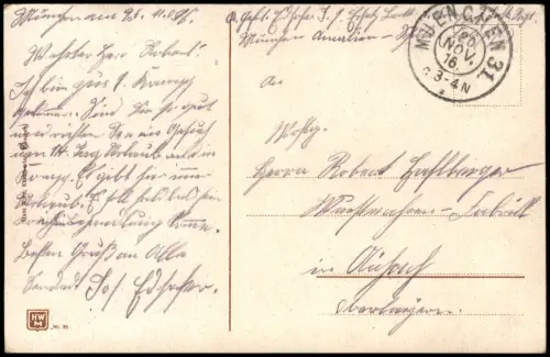 Ansichtskarte München Partie a. d. Isar mit Ludwigs-Brücke. 1916