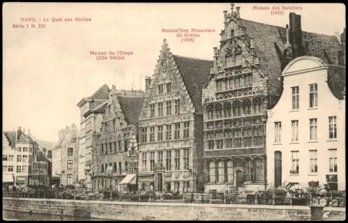 Postkaart Gent Ghent (Gand) Le Quai aux Herbes 1922