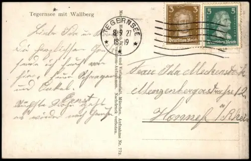 Ansichtskarte Tegernsee (Stadt) Stadt mit Wallberg 1927