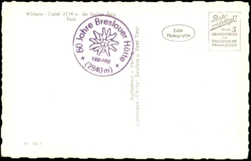 St. Leonhard im Pitztal Die Wildspitze - Ötztaler Alpen Kreuz 1940