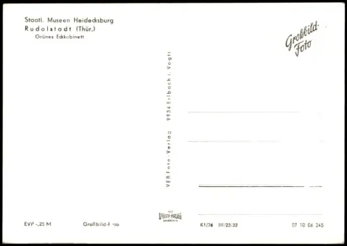 Rudolstadt Staatl. Museen Heidecksburg Grünes Edkkabinett zur DDR-Zeit 1976