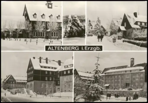 Altenberg (Erzgebirge) DDR Mehrbildkarte mit div. Ortsansichten im Winter 1984