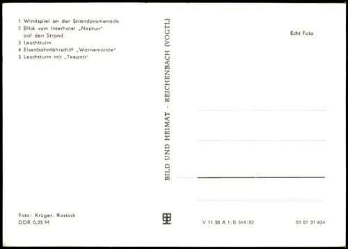 Ansichtskarte Warnemünde-Rostock Strand, Luftbild, Leuchtturm, Dampfer 1983