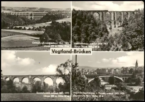 Netzschkau (Vogtland) DDR Mehrbildkarte mit 4 Ansichten Vogtland-Brücken 1968