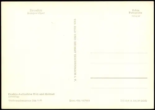 Ansichtskarte Innere Altstadt-Dresden Semperoper - Fotokarte 1959