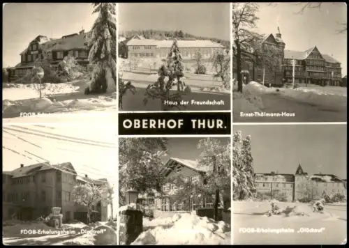 Ansichtskarte Oberhof (Thüringen) FDGB Ferienheime im Winter Mehrbild 1973