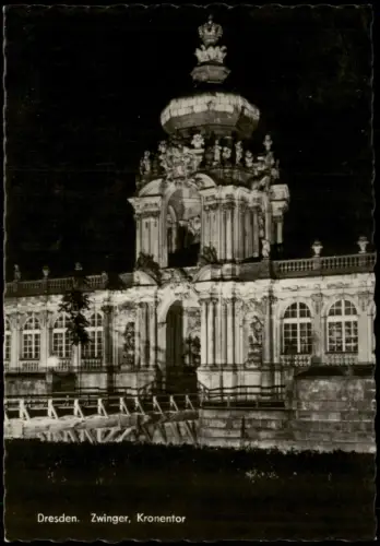 Innere Altstadt-Dresden Dresdner Zwinger Kronentor bei Nacht 1975