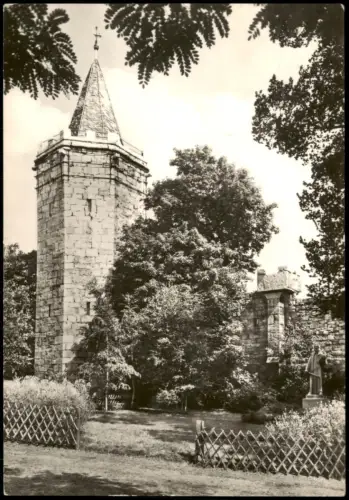 Mühlhausen (Thüringen) Rabenturm mit Thomas Münzer Denkmal 1967