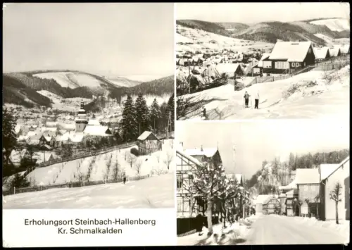 Ansichtskarte Steinbach-Hallenberg 3 Bild Stadtansichten im Winter 1982