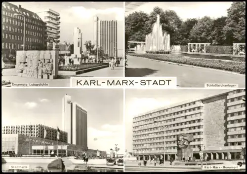 Chemnitz Karl-Marx-Stadt Stadthalle Schloßteichanlagen, Karl-Marx-Monument 1979