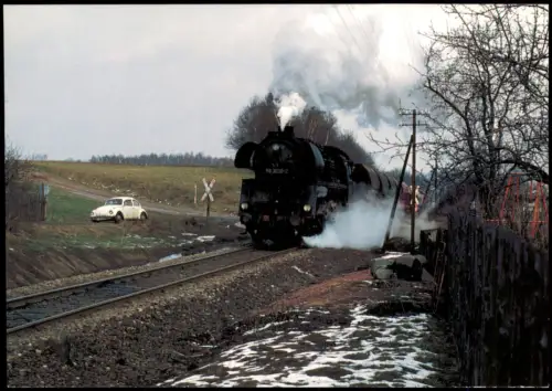 Lichtenstein Sachsen Rekodampflokomotive 58 3030 Nahgüterzug auf Bergfahrt 1979