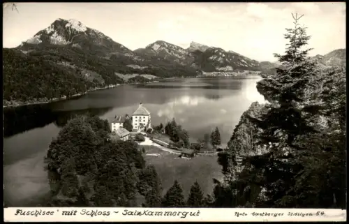 Fuschl am See Panorama-Anicht Fuschlsee mit Schloss Salzkammergut 1958