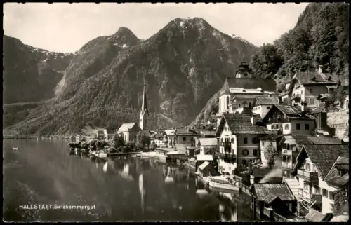 Ansichtskarte Hallstatt Ortsansicht, Ort im Salzkammergut 1960