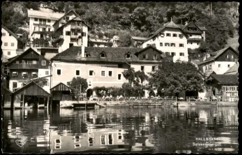 Ansichtskarte Hallstatt Ortsansicht, Blick auf Gaststätte am See 1960