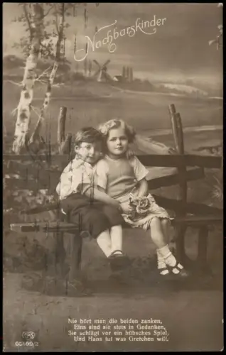 Menschen Soziales Serien-Karte Nachbarskinder Junge & Mädchen "verliebt" 1925