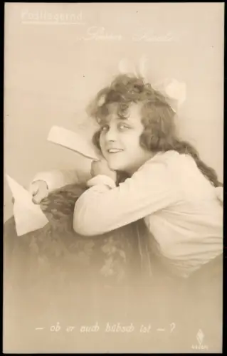 Postlagernd Süsser Racker Junges hübsches Mädchen lachend 1910