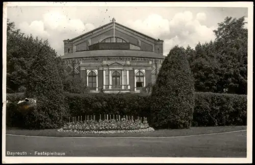 Ansichtskarte Bayreuth Richard-Wagner-Festspielhaus Rondell 1934