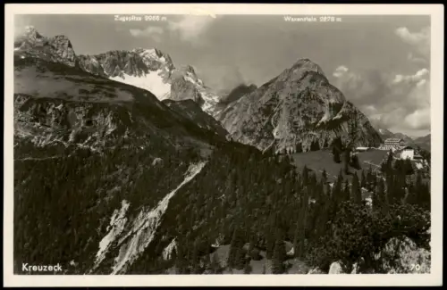Garmisch-Partenkirchen Kreuzeck Wettersteingebirge - Fotokarte Zugspitze 1937