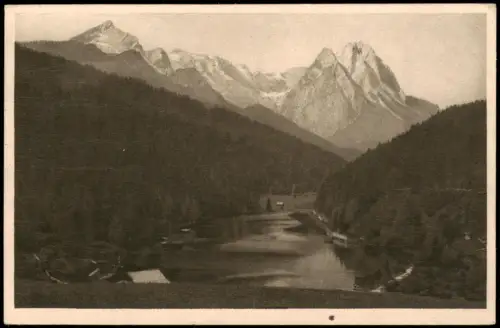 Garmisch-Partenkirchen Riessersee gegen Alpspitze, Höllental und Waxenstein 1928