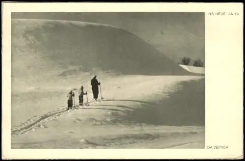 Ansichtskarte  Neujahr Sylvester New Year Ins neue Jahr Skiläufer 1936