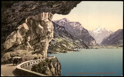 Ansichtskarte Axenstrasse-Flüelen Schweiz - Uri - Axenstrasse Kutsche 1914