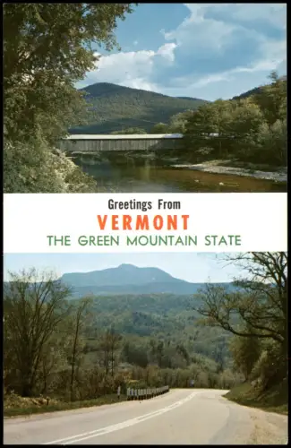 Postcard Vermont 2 Bild Old Scott Brigde 1972