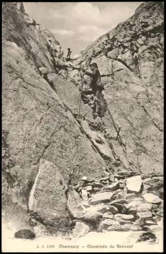 CPA Chamonix-Mont-Blanc Cheminée du Brévent - Bergsteiger 1912