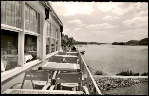 Ansichtskarte Rhöndorf-Bad Honnef Hotel, Terrasse Rhein 1957