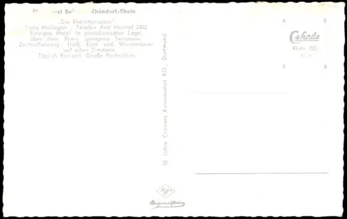 Ansichtskarte Rhöndorf-Bad Honnef Hotel, Terrasse Rhein 1957