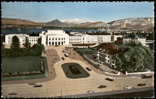 Genf Genève Le Palais des Nations,vue sur la ville et le Mont-Blanc 1962