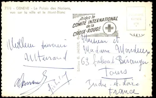 Genf Genève Le Palais des Nations,vue sur la ville et le Mont-Blanc 1962