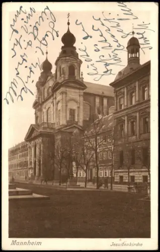 Ansichtskarte Mannheim Jesuitenkirche 1930