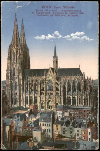 Ansichtskarte Köln Kölner Dom Häuser im Vordergrund 1914
