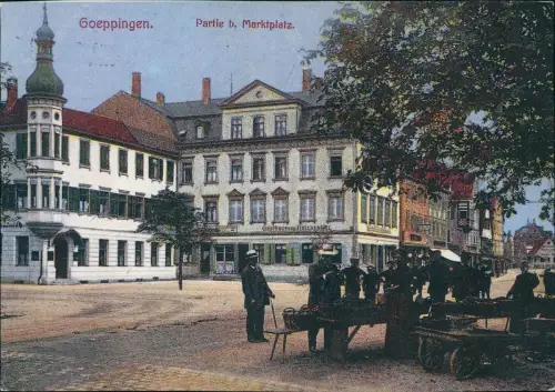 Göppingen Nordöstliche Ecke des Göppinger Marktplatzes Repro 1910/1992