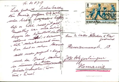 Postale Dénia Denia Luftbild 1979